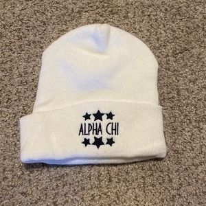 White Alpha Chi Beanie